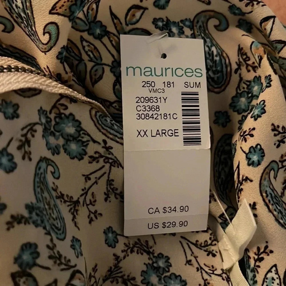 Plus Size Delton Paisley Zipper Back Blouse, XXL - Picture 4 of 4